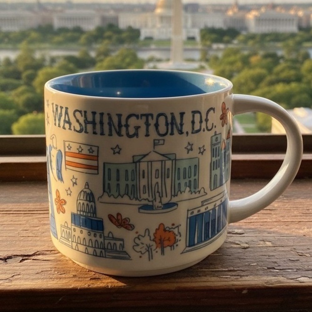 Starbucks Been There Series Washington DC Mug Across the Globe 14oz Blue White
